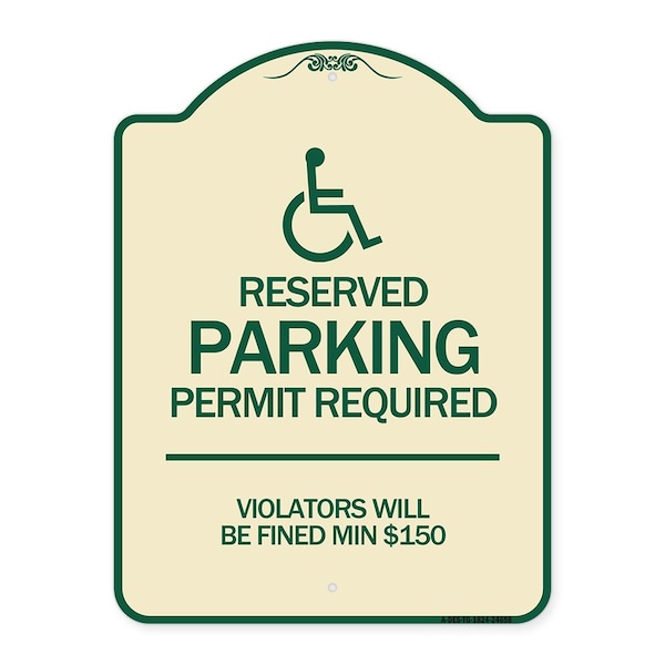 Signmission Connecticut Reserved Parking Permit Required Violators Fined Min $150 Alum, 24" x 18", TG-1824-24658 A-DES-TG-1824-24658 - main